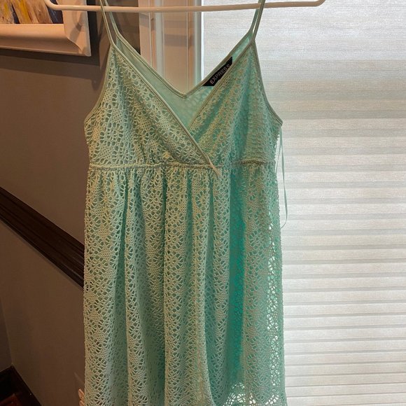 Express Crochet Mint Mini Dress - Picture 3 of 4